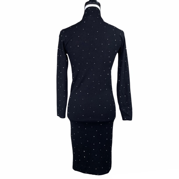 Zara Knit Black Silver Studded Midi Dress - Picture 3 of 6